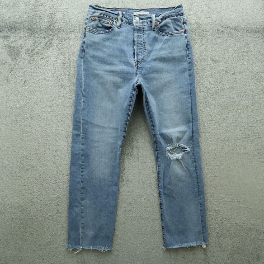 Levi's Jeans Women's Size 31 Blue High-Rise Wedgie Straight 28" Inseam Destroyed
